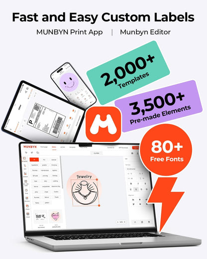 MUNBYN Bluetooth Label Printer DHL, Label Printer 4x6, Label Printer Thermal Printer for Shopify, Ebay, Etsy, Amazon, DHL, Evri, DPD, UPS, FedEx, 403B - QUORE