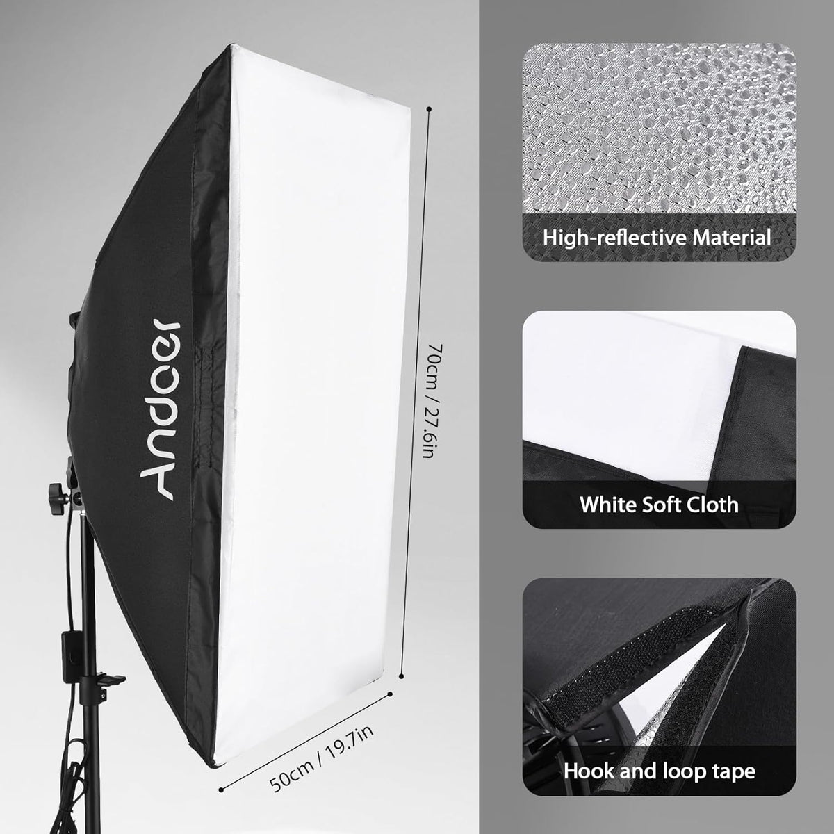 Softbox Set – Fotostudio – Studiolampen – Studioverlichting – Lichtset – 2 x 50 x 70 Cm – 2 x 80 W Tweekleurig Ledlicht 2800K-6000K – Met 2 x Lichtstatieven En Afstandsbediening