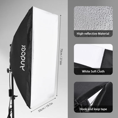Softbox Set – Fotostudio – Studiolampen – Studioverlichting – Lichtset – 2 x 50 x 70 Cm – 2 x 80 W Tweekleurig Ledlicht 2800K-6000K – Met 2 x Lichtstatieven En Afstandsbediening