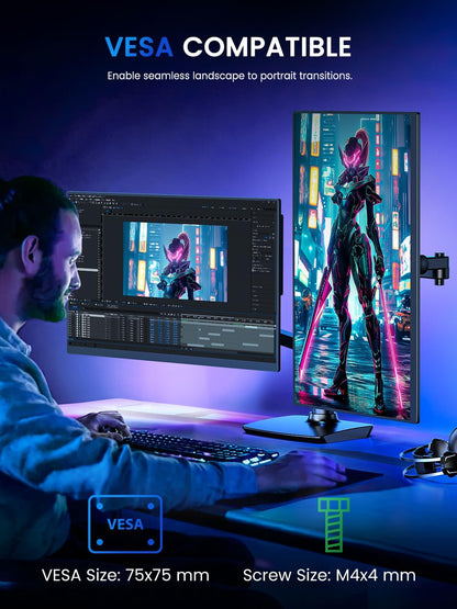 UPERFECT 24.5" 2K 165Hz Portable Monitor with 2560 * 1440 QHD IPS Screen Mini HDMI USB C for PC Laptop Game Console, Mobile Display VESA compatible - QUORE