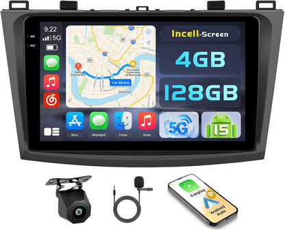 Autoradio Mazda 3 – Multimedia Systeem – Navigatie – Bluetooth Radio – DAB+ Radio – 9 Inch Touchscreen – Draadloos CarPlay & Android Auto