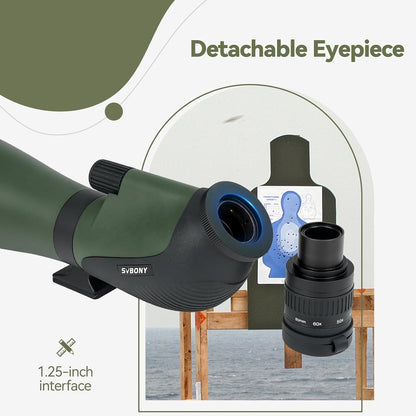 Svbony SA412 20-60x80 Spotting Scopes met WIFI-Camera, HD-Spotting Scope met Desktop Statief, Schuine Lange Afstand Spotter Scope, FMC Waterdichte Mistbestendige Spotting Scope voor Doelschieten
