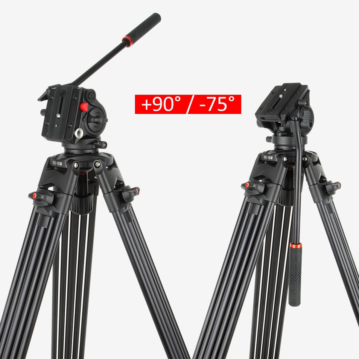 Driepootstatief met vloeistofdragkop – Camerastatief – Fotostatief – Videostatief – Panoramastatief – 188 cm / 74 inch – Aluminiumlegering – 12 kg Draagvermogen