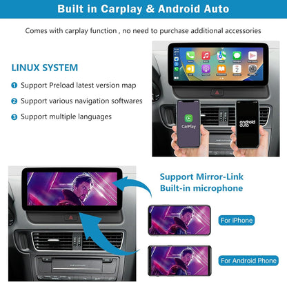 Autoradio Audi Q5 – Multimedia Systeem – Carplay Radio – Navigatie Systeem – Touchscreen Display – 12,3 Inch Scherm – Draadloze Apple CarPlay & Android Auto