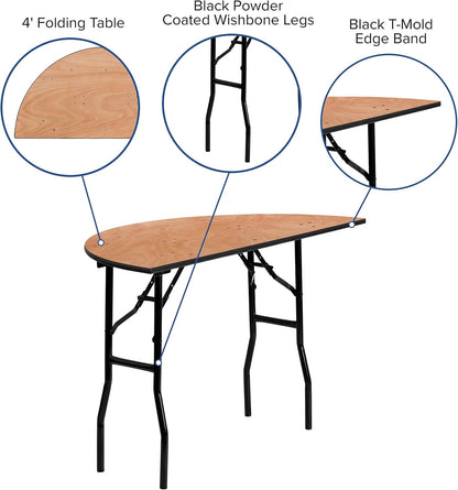 Flash Furniture 48'' Half-Ronde Houten Vouwen Banket Tafel