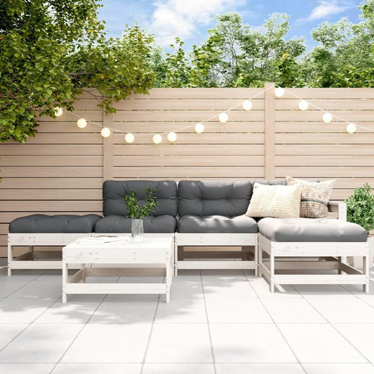 Garden Lounge Set Balcony Furniture Lounge Furniture Outdoor Garden Lounge Furniture Set Lounge Set Garden Furniture White Solid Wood Oak 3186320 - QUORE