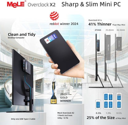 Mini PC – Mini Desktop – Compacte PC – Small Form Factor PC – Ultieme Mini Computer – Ultra Compact Design – 16GB RAM – 512GB SSD – Dual HDMI 4K – USB-C Output – Gigabit LAN – VESA Beugel – Auto Power On