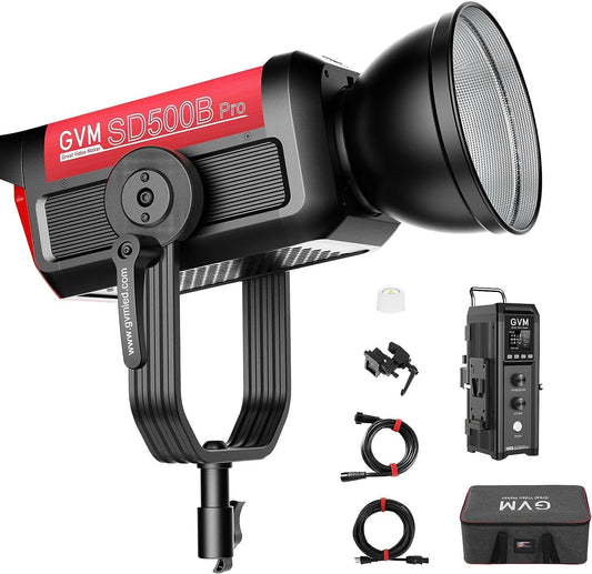 GVM Pro SD500B 500W led videolamp, studiolampen met Bowen montage, 61600lux/1m fotografieverlichtingsset, fotografiestudio LED verlichting met continue output met controller, CRI 97+, 2700-6800K
