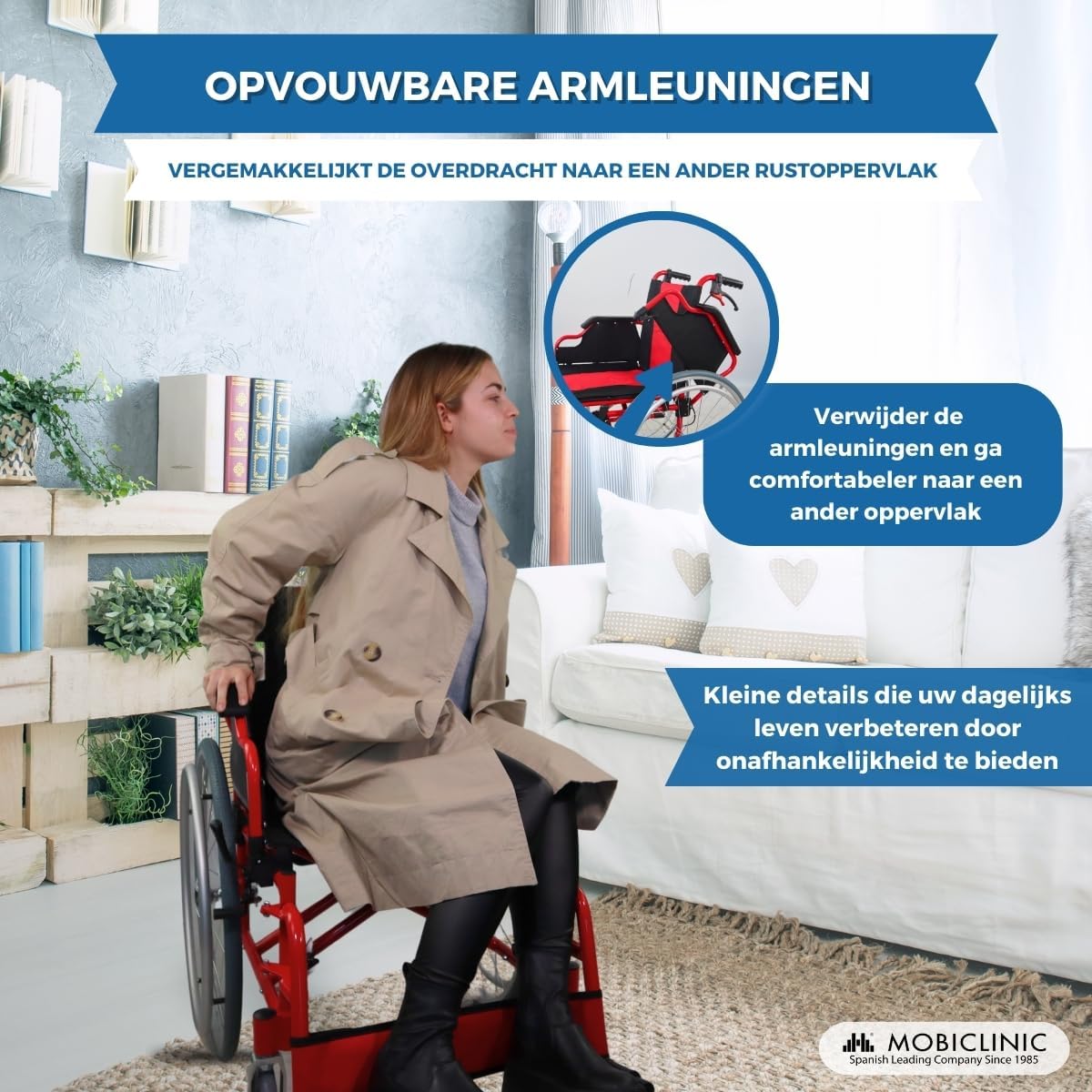 Opvouwbare rolstoel | Remmen op handgrepen en wielen | Ultralicht | Tweedelige rugleuning | Aluminium | Torre | Mobiclinic