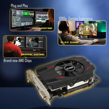 AMD Radeon RX 550 grafische kaart, 4 GB, GDDR5,128-bit, Desktop Gaming Videokaart voor PC, PCI Express 3.0 X8, DirectX 12, Computer GPU, DisplayPort, HDMI, DVI-D Dual Link