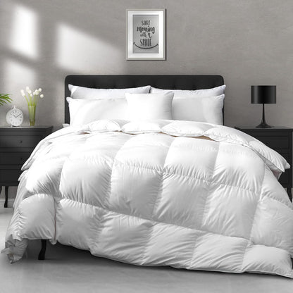 APSMILE Dekbed met ganzenveren voor alle seizoenen King Size - ultrazacht 750 Fill-Power Hotelcollectie dekbedovertrek pluizig medium warm dekbed met hoektabs (106 x 90, wit)