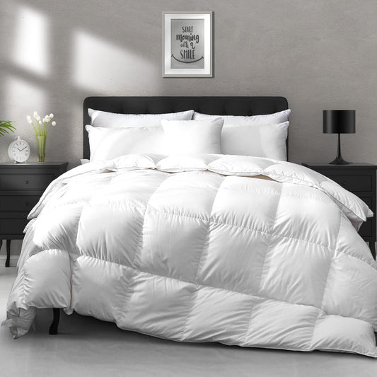 APSMILE Dekbed met ganzenveren voor alle seizoenen King Size - ultrazacht 750 Fill-Power Hotelcollectie dekbedovertrek pluizig medium warm dekbed met hoektabs (106 x 90, wit)