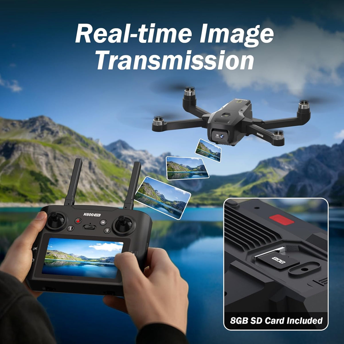Drone met 1080p camera, 5 GHz, automatische terugkeer, Follow Me