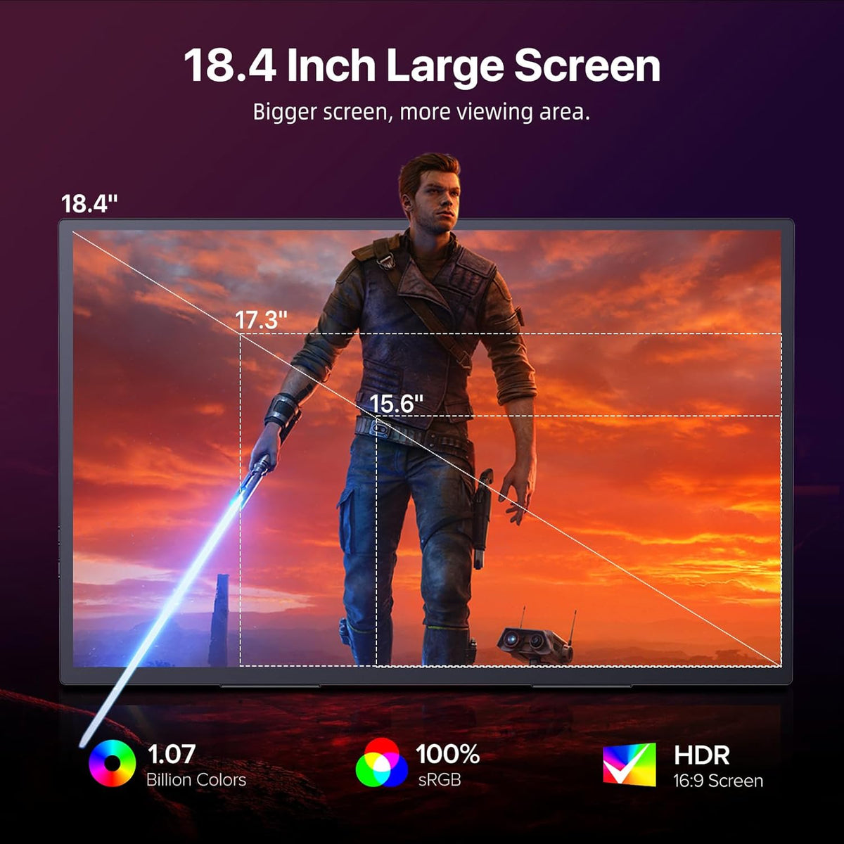 UPERFECT 18 Inch 4K Portable Monitor with UHD 3840x2160 Eye Care IPS Mat Screen Integrated Bracket USB C Mini HDMI for Laptop PC Xbo PS4/5, Metal Housing, Mobile Display VESA compatible - QUORE