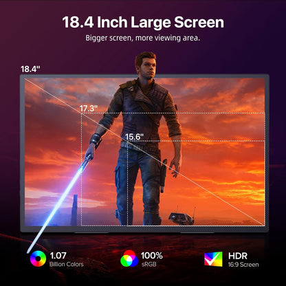 UPERFECT 18 Inch 4K Portable Monitor with UHD 3840x2160 Eye Care IPS Mat Screen Integrated Bracket USB C Mini HDMI for Laptop PC Xbo PS4/5, Metal Housing, Mobile Display VESA compatible - QUORE