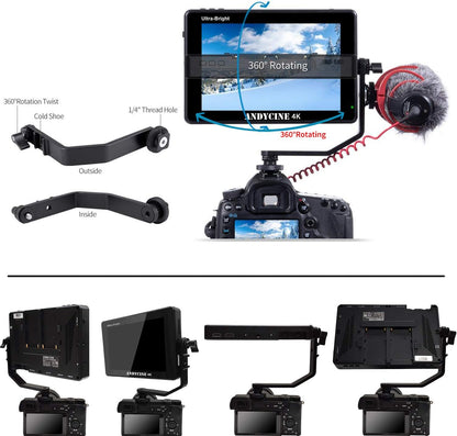 ANDYCINE C7 C7 Inch Ultra Clear 2200nit 1920x1200 Touch Screen 4K HDMI On/Off with Waveform/Vector Range/3D Lut for DSLR Mirrorless Camera A72 A73 A7M4 Z50 R50 EOS R8 - QUORE