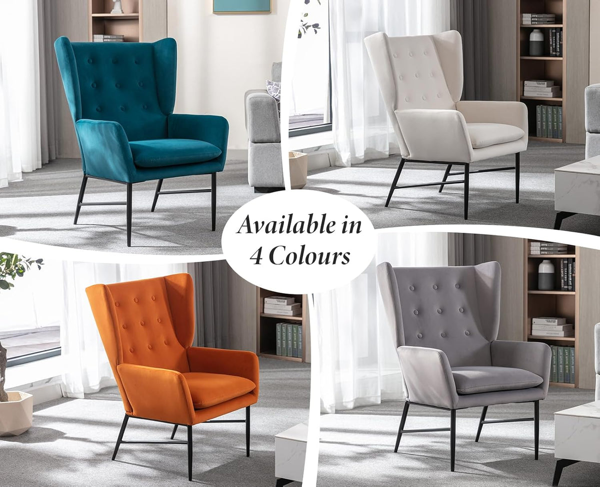 Velvet Accentstoel – Fauteuil – Zetel – Lounge Stoel – Eetkamerstoel – Turquoise – Zachte Fluwelen Bekleding – Stevig Veerkrachtig Zitkussen