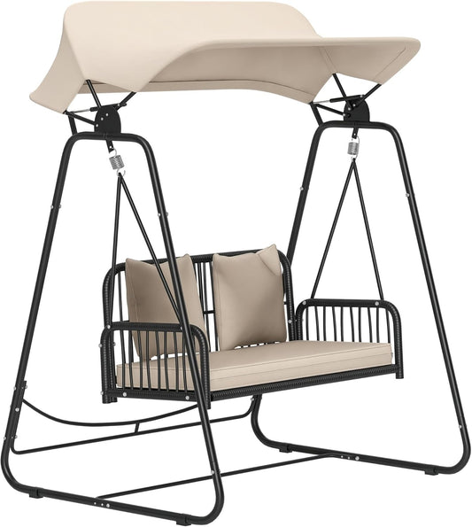 Garden Swing Rattan for 2 People, Up to 240 kg, with Canopy