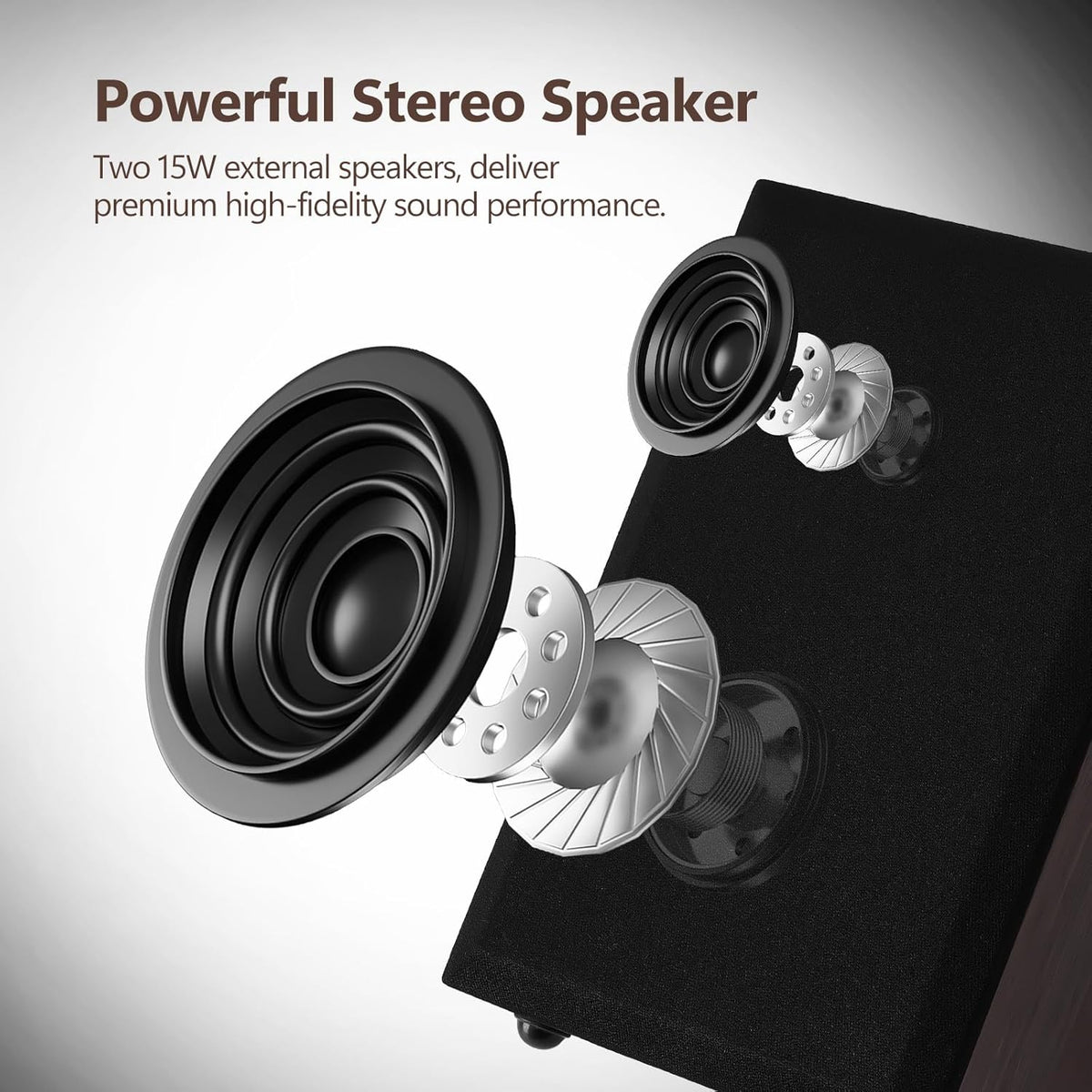 Platenspeler – Draaitafel – Vinylspeler – Retro Platenspeler – Donkerbruin Hout – 2 Externe Luidsprekers Van 15 W – Bluetooth, Aux-In, USB-Weergave En LP-MP3-Opname