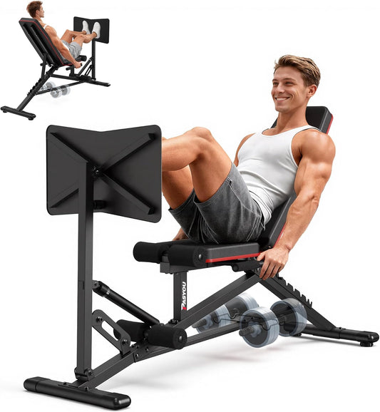 PASYOU Beenpersmachine,Verstelbare Halterbank met Leg Press,550 KG Draagvermogen, Leg Press voor Thuisgym Volledige Lichaamstraining met Dumbbellrek