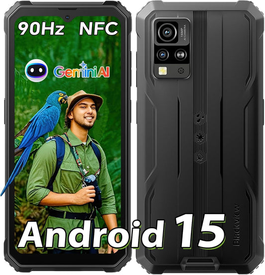 Blackview BV4800SE Android 15 Outdoor mobiele telefoon zonder abonnement, 12 GB + 64 GB/2 TB TF, Gemini AI 90Hz 6,56 inch HD+ display, outdoor smartphone zonder abonnement, 16 MP + 8 MP Octa-Core