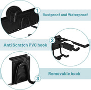 Fietsenrek - Fietsstandaard - Fietshouder - Fietshaak - voor 6 Fietsen  - 5 Helmen - 2 Garagehaken - Verstelbare - Verticale Wandfietsophanging - met Framebescherming - voor Woning - Garage - Opslag - 162.8 x 10 cm -Zwart