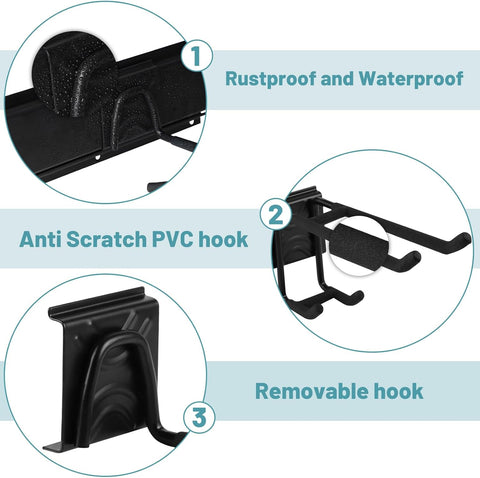 Fietsenrek - Fietsstandaard - Fietshouder - Fietshaak - voor 6 Fietsen  - 5 Helmen - 2 Garagehaken - Verstelbare - Verticale Wandfietsophanging - met Framebescherming - voor Woning - Garage - Opslag - 162.8 x 10 cm -Zwart