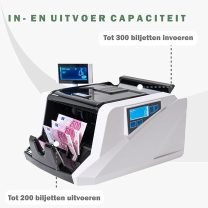 Geldtelmachine – Biljettelmachine – Biljettenteller – Geldteller – Bankbiljettenteller – 4-Voudige Valsgelddetectie – Tot 1000 Biljetten Per Minuut