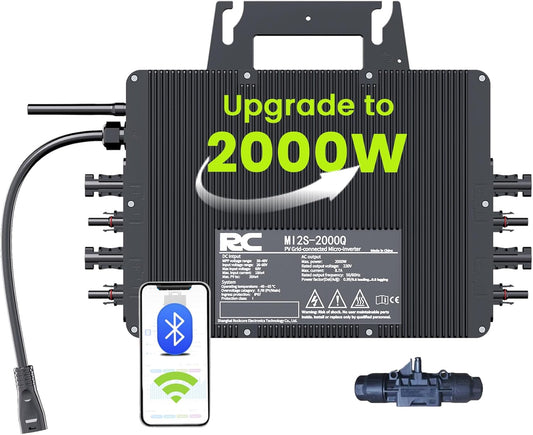 RC Micro-omvormer 2000W voor balkon-energiecentrale, 26-60V DC ingang per kanaal, 99,8% MPPT-omvormer, ondersteunt WiFi & Bluetooth, app voor externe monitoring, IP67, 0% BTW