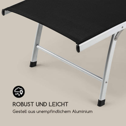blumfeldt Sun Valley ligbed met kussen - opvouwbaar, aluminium frame, 4-voudig verstelbare rugleuning, Sun Comfort, materiaal: 70% PVC en 30% polyester comfort mesh, zwart