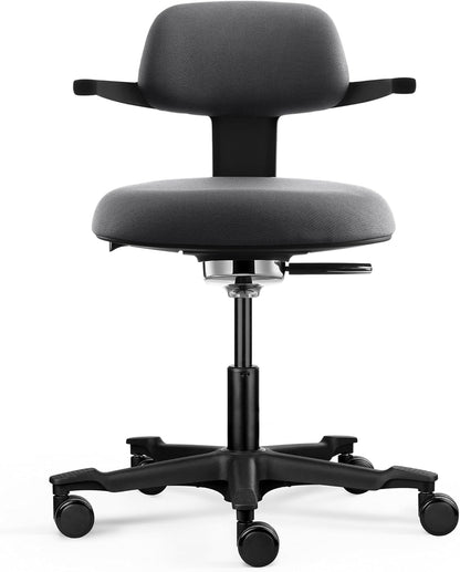 hjh OFFICE Ergonomische werkstoel Work 40 stoel met in hoogte verstelbare rugleuning, verstelbare zithoek en zitdiepte, stabiele nylon kruisvoet, donkergrijs