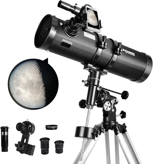 Telescoop 130EQ Newtoniaanse reflectortelescopen voor volwassenen, professionele telescopen voor volwassenen astronomie, wordt geleverd met 1,5 x Barlow-lens smartphone-adapter en 13% T maanfilter