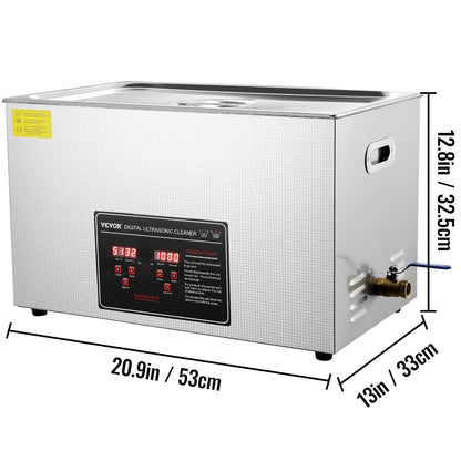 VEVOR Ultrasone reiniger, roestvrij staal, 600 W, 30 l, ultrasoon reinigingsapparaat met digitaal display, 0-30 minuten, ultrasone reiniging voor sieraden, brillen, horloges enz.