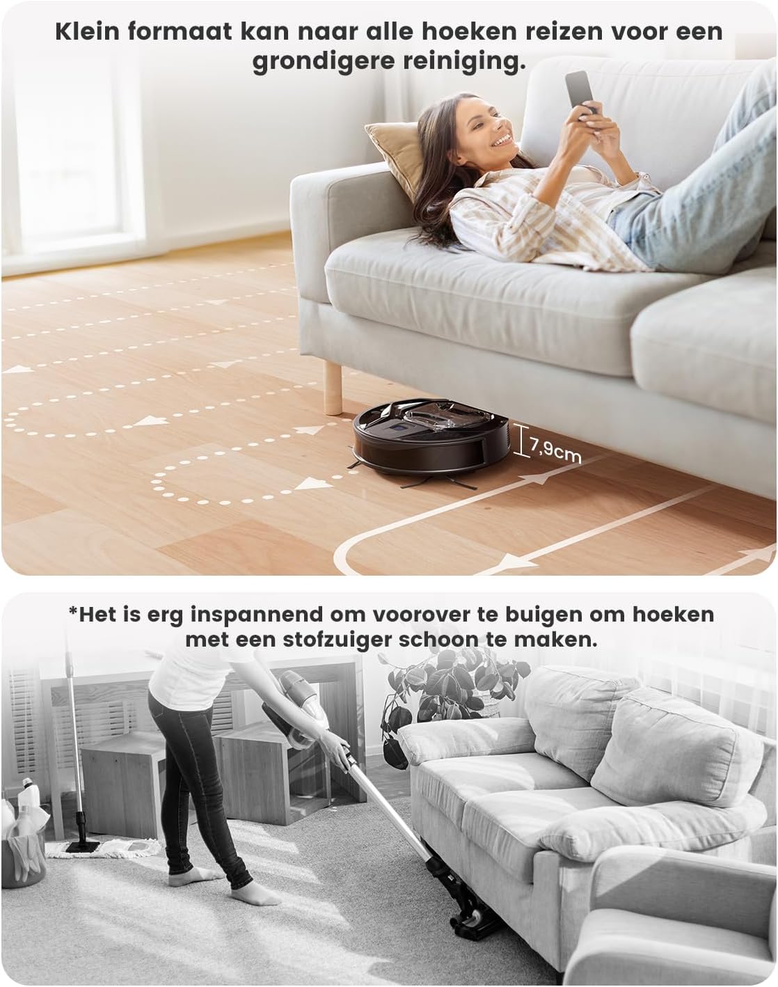 Lefant Robotstofzuiger M320, 6000 Pa Zuigkracht, Borstelvrij Ontwerp voor Dierenhaar, PSD Obstakelvermijding, Ultrasone Tapijtdetectie, 3-in-1 Stofzuigen en Dweilen, App- en Spraakbediening