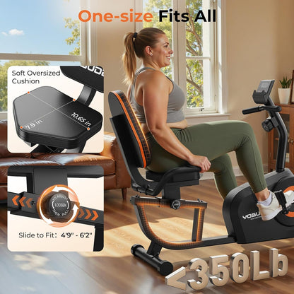 YOSUDA Ligfiets Hometrainer – Magnetische Weerstand, 16 Weerstandsniveaus, Stil Recumbent Bike voor Thuis, Verstelbare Zitting, LCD-Display & Hartslagsensor, Max. 160 kg