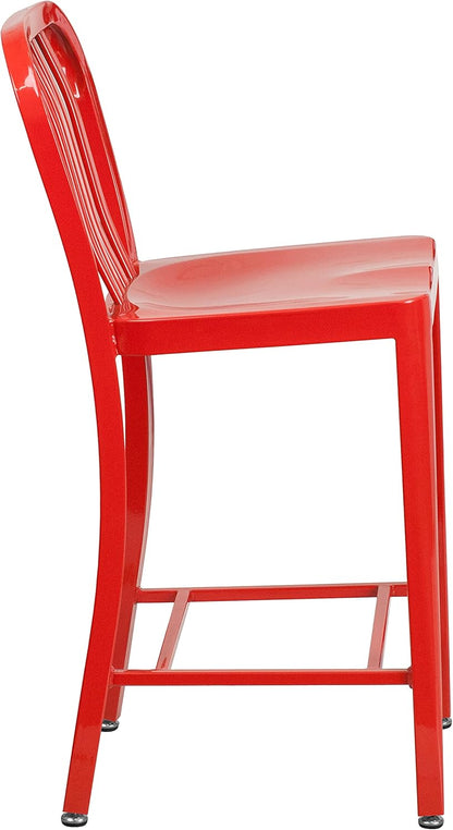 Flash Furniture Buitenstoel, Gegalvaniseerd Staal, Rood, 48.26 x 40.01 x 92.08 cm