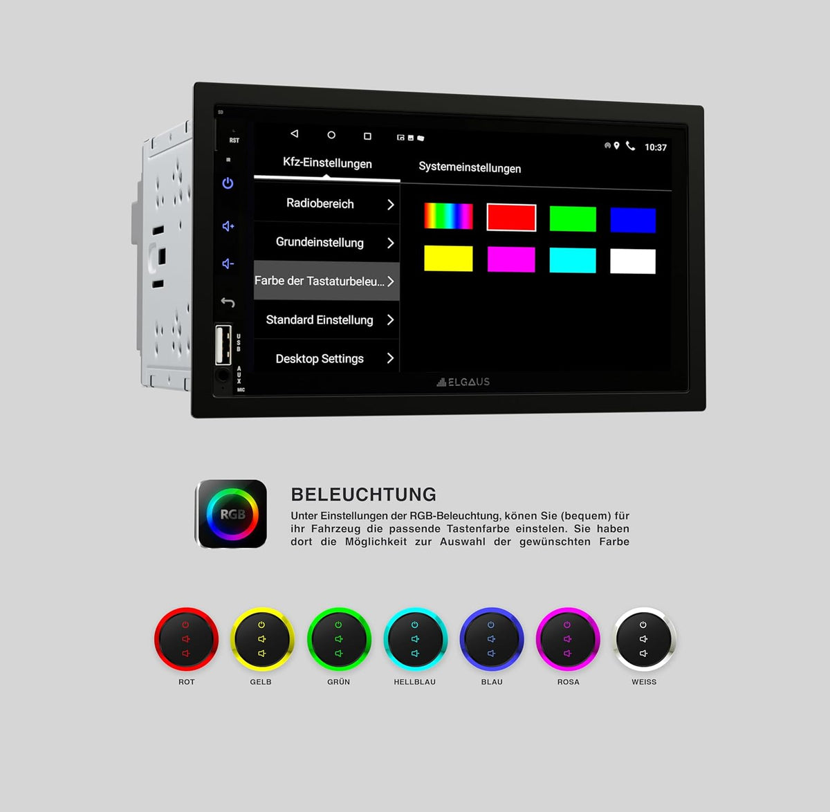 ES-A720, universele 2 DIN Android 12 autoradio, CarPlay, Android Auto, DAB+, 2GB RAM, 32GB ROM, WLAN, OBD2, Bluetooth, (ES-A720)