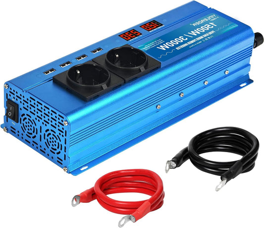 Yinleader Converter, 12 V, 220 V, pure sine wave, 1500 W, 3000 W, pure power sine, 2 sockets, 4 USB - QUORE