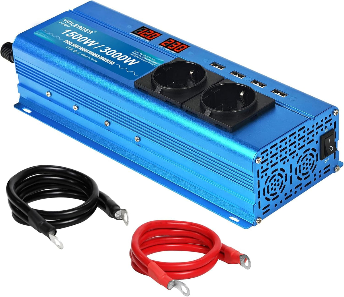 <font dir="auto" style="vertical-align: inherit;"><font dir="auto" style="vertical-align: inherit;">        Yinleader Converter, 12V, 220V, pure sine wave, 1500W, 3000W, pure power sine wave, 2 sockets 4 USB       </font></font>