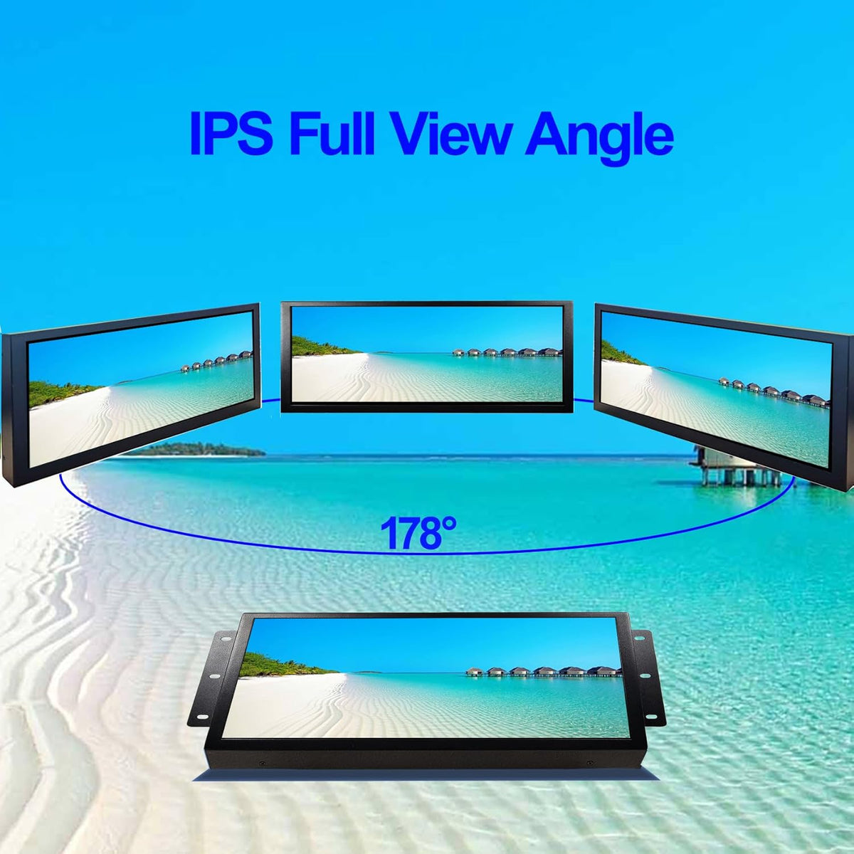 Uitgerekte LCD-monitor – Breedbeeldscherm – Reclamedisplay – PC-Behuizingsmonitor – DIY-Monitor – 12,3 Inch IPS 1920 x 720, 700 Nits – Android 11 Met Autoplay En Autocopy
