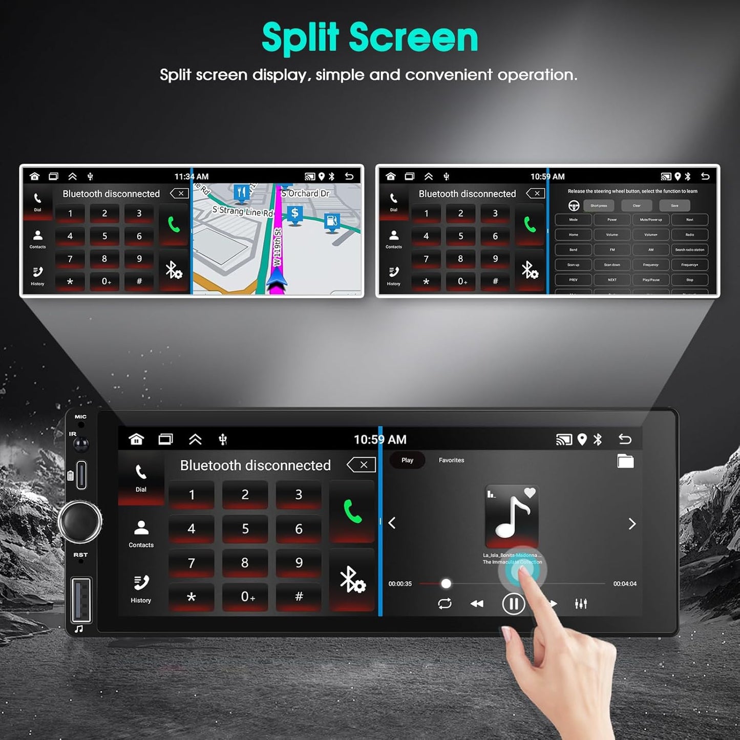 [2G+32G] A-pple Carplay Autoradio Draadloze CarPlay & Android Auto Radio 2din 6,9' HD Touchscreen Stereo Radio, GPS Navigatie/Bluetooth/Mirror Link/SWC/EQ/FM/RDS/Achteruitrijcamera + Microfoon