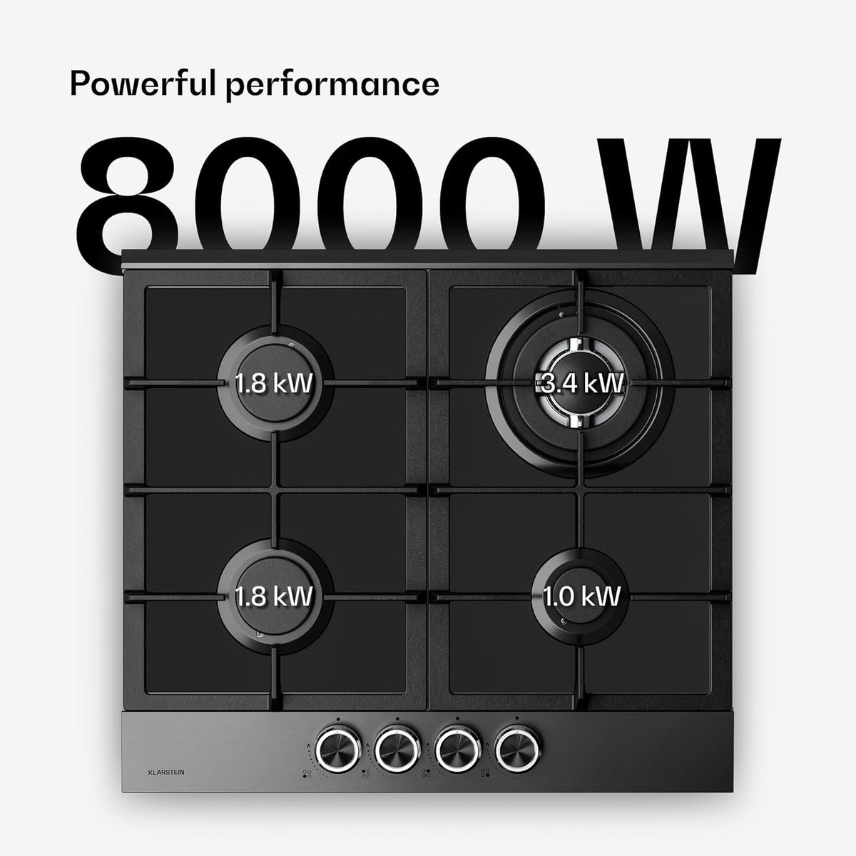 Gaskookplaat – Gasfornuis – Gasstel – Inbouwkookplaat – Kookplaat 4 Branders – 60 cm Breed – 8000 W Vermogen – Vlamuitvalbeveiliging & Elektrische Ontsteking