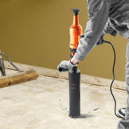 VEVOR Diamond Drill Max Diameter 102mm Depth 400mm 1500W Diamond Drill 1100/2400rpm Diamond Drill Wet Drilling with Core and Level Reinforced Concrete Construction