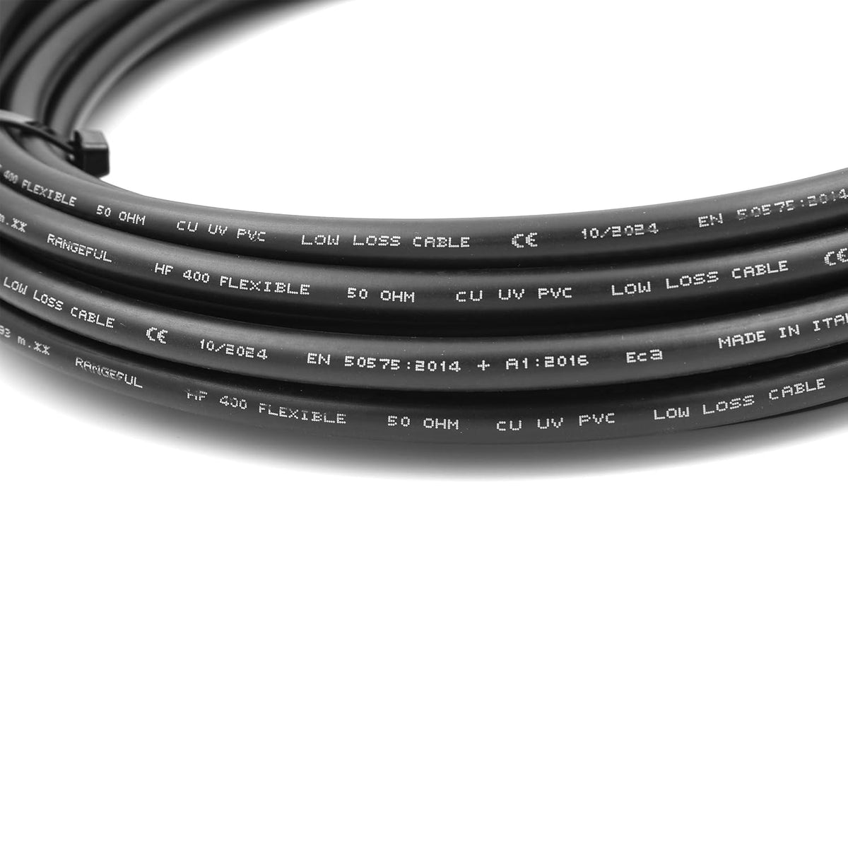 HF400 Flexibel (LMR 400 UF-equivalent) Coaxkabel 30 m — 50 ohm Geheel koperen verlengstuk Coax — N SMA BNC TNC PL259 compatibel — voor WiFi UHF CB Radio Router Antenne 4G 5G 6G — Gemaakt in Italië