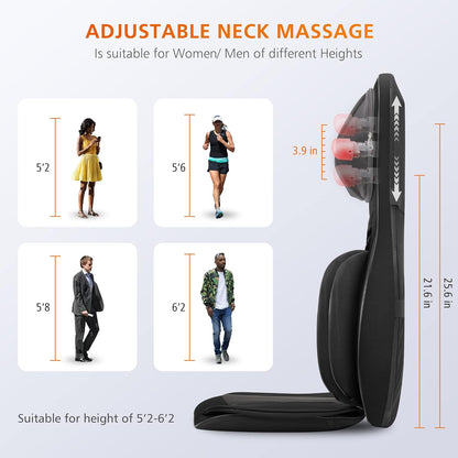 Snailax Shiatsu massagestoelkussen voor het hele lichaam, met warmte- en luchtcompressie, kneden, volledige rugmassagezetel, draagbare massagepad voor rug en nek, geschenken