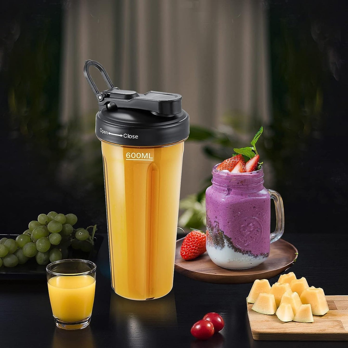 AMZCHEF Blender Smoothie Maker Twee Blending Containers - Smoothiemaker High Performance Mixer met LED - 1200W 20000 RPM Elektrische Juicer Blender - 6 Pro-Sharp 3D Blades - Zwart