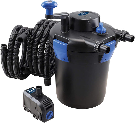 T.I.P. TFP 5000 UV 9 30297 Drukfilterset, 25 watt, 1500 l/u, vijverinhoud max. 5.000 l, geïntegreerde terugspoelfunctie, met 3 filtersponzen en UV-C-lamp
