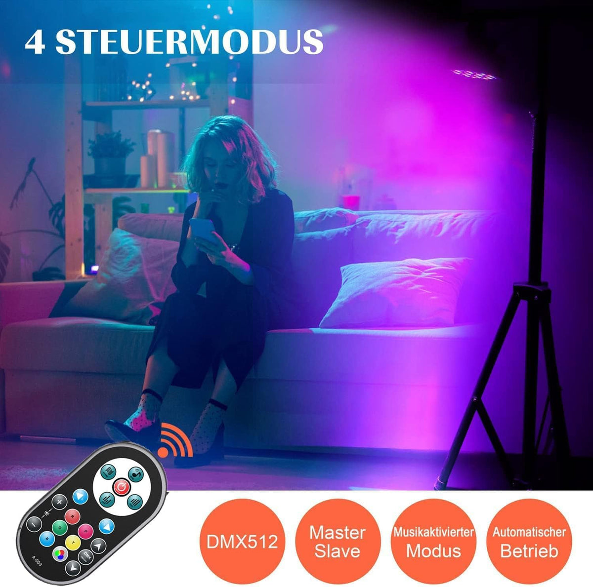 HOLDLAMP 8 stuks 36 LED par spotlight podiumlicht, RGB LED par spotlight feestverlichting met afstandsbediening DMX512 discolicht voor bar DJ show disco verjaardag Halloween Kerstmis