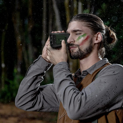 MiLESEEY Laser Range Finder Hunting 900Yards Angle Compensation and Horizontal Distance Scan Mode Speed Accurate 6X Magnification Archery Rangefinder Rain Mode in rain and fog Hardcase