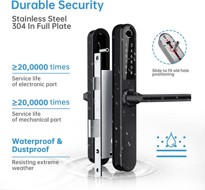 Slim Fingerprint Bluetooth Smart Deurslot met Touchscreen, Vingerafdruk Toetsenbord Kaartsleutels Unlock voor Aluminium Swing Deur (Zwart)